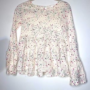 Ps bell sleeve pink and purple star top